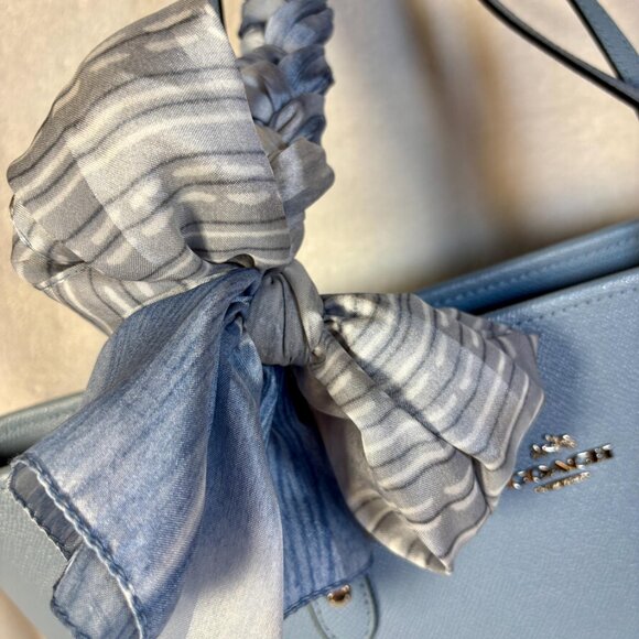 Coach City Zip Tote in Light Blue (Azure) with Scarf and Charm - Picture 3 of 10